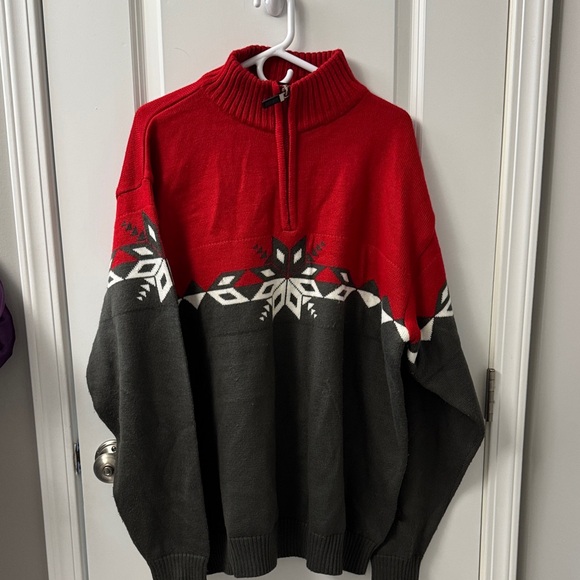 taiga Other - Cozy Red and Gray Zip-Up Men's Sweater